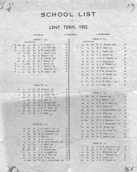 SMC school list 1952